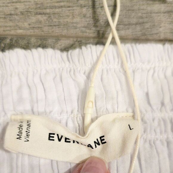 Everlane The Gauze Smock Off Shoulder White Crop Top L NWT - Picture 6 of 8